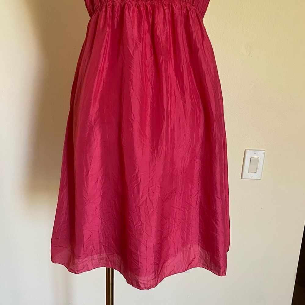 Calypso St Barth Silk Raspberry Pink Sleeveless Mini Dress Crinkle Ribbon Size S - Picture 8 of 13